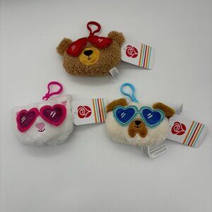 American Greetings 3.5" Stuffed Plush with Valentine's Day Glasses Backpack Clip
